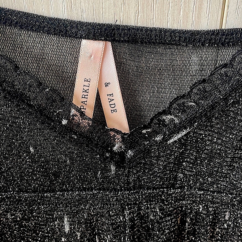 Sexy Sparkly Flirty Black String Top - Picture 2 of 5